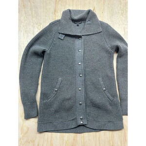 Eileen Fisher Women’s Petite M Green 100% Merino Wool Cardigan